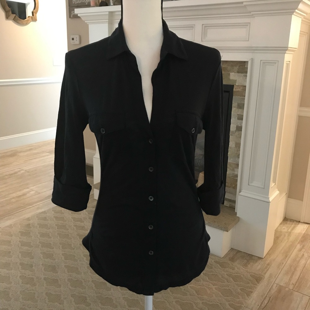 James Perse Sheer Slub Side Panel Shirt NWT